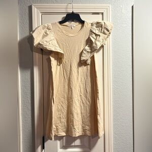 TCEC Women’s Ruffle Sleeve Cream Mini Dress Size Large